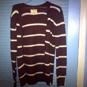 maroon stripped cardigan sweater